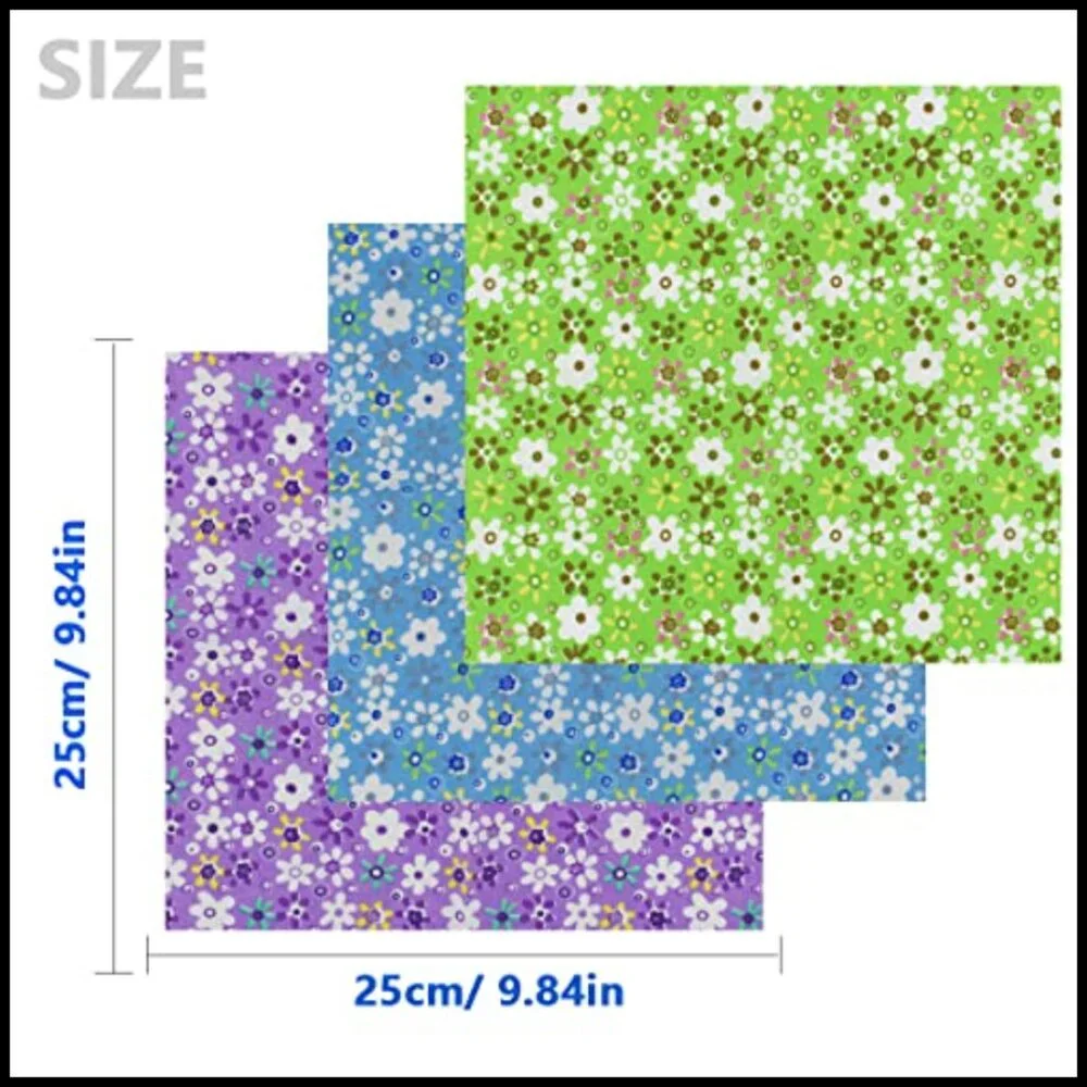 Floral Cotton Fabric Squares Pre-Cut Quilting Patchwork DIY Craft Sewing